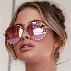 Pink and Gold Quay Australia Aviator Sunglasses
